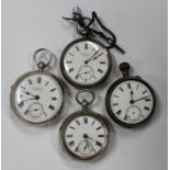 A silver cased keywind open-faced gentleman's pocket watch, the gilt lever movement detailed 'H.