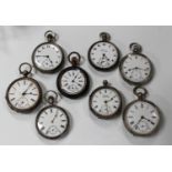 A silver cased keyless wind open-faced gentleman's pocket watch, the gilt movement detailed 'Am.