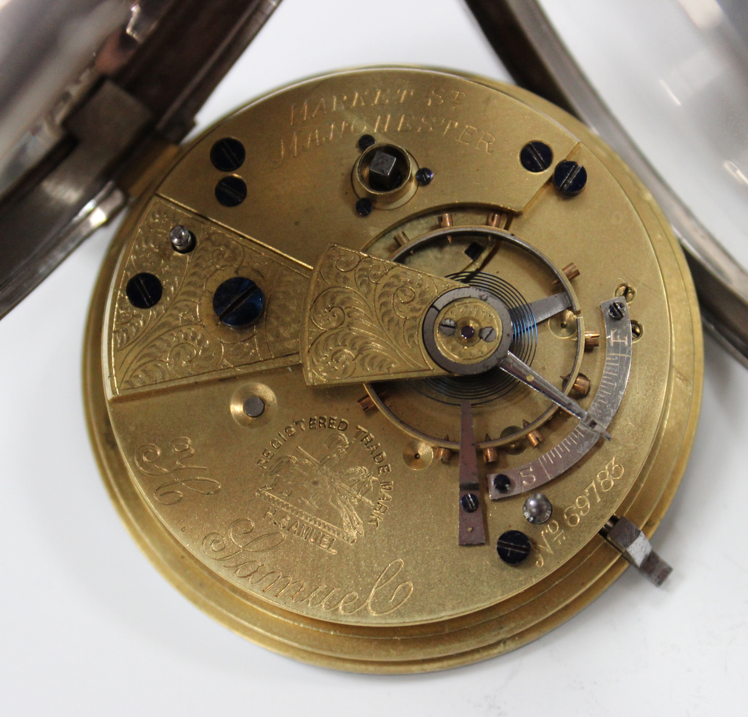 A silver cased keywind open-faced gentleman's pocket watch, the gilt lever movement detailed 'H. - Image 3 of 3