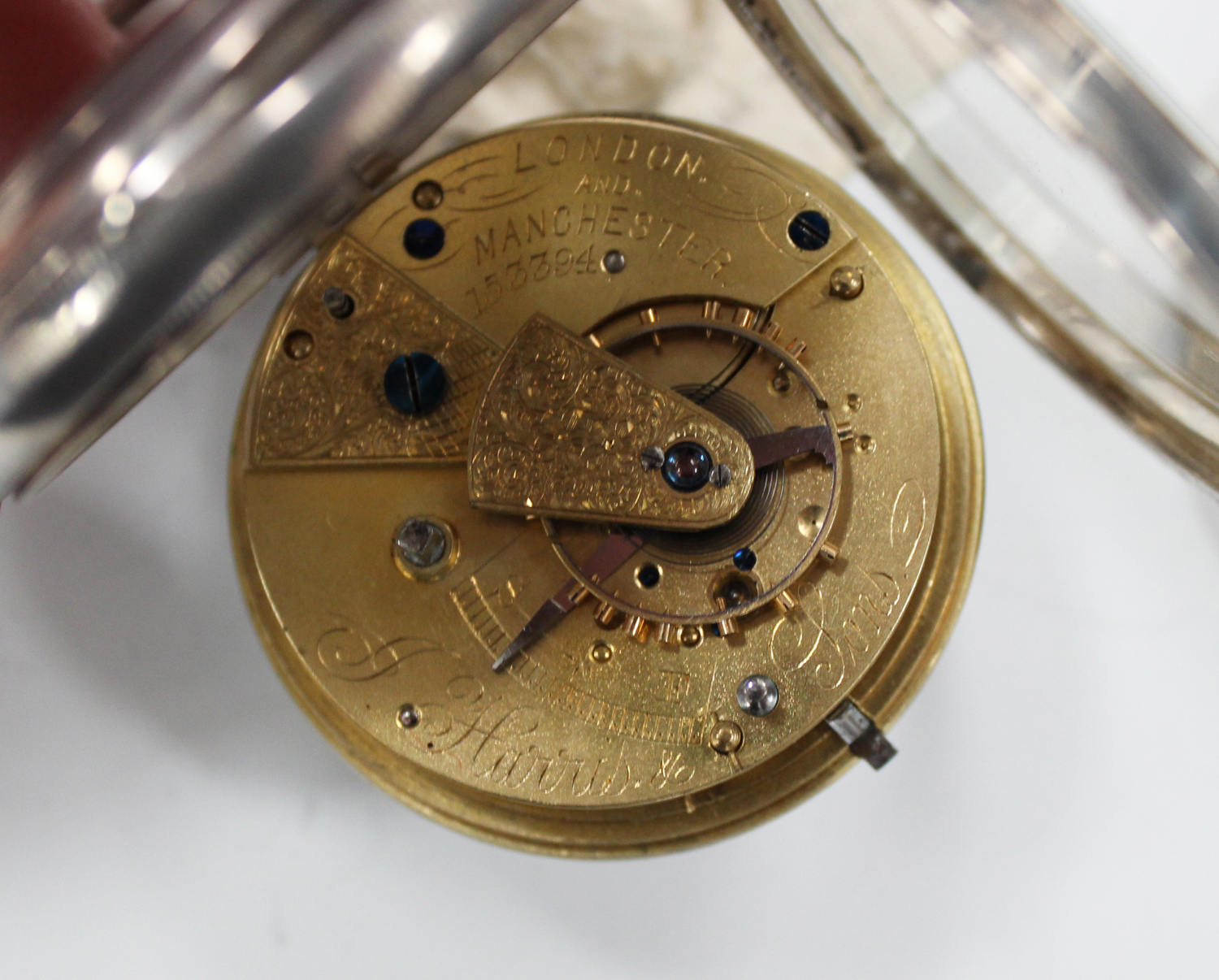 A silver cased keywind open-faced gentleman's pocket watch, the gilt fusee movement with a lever - Image 3 of 3