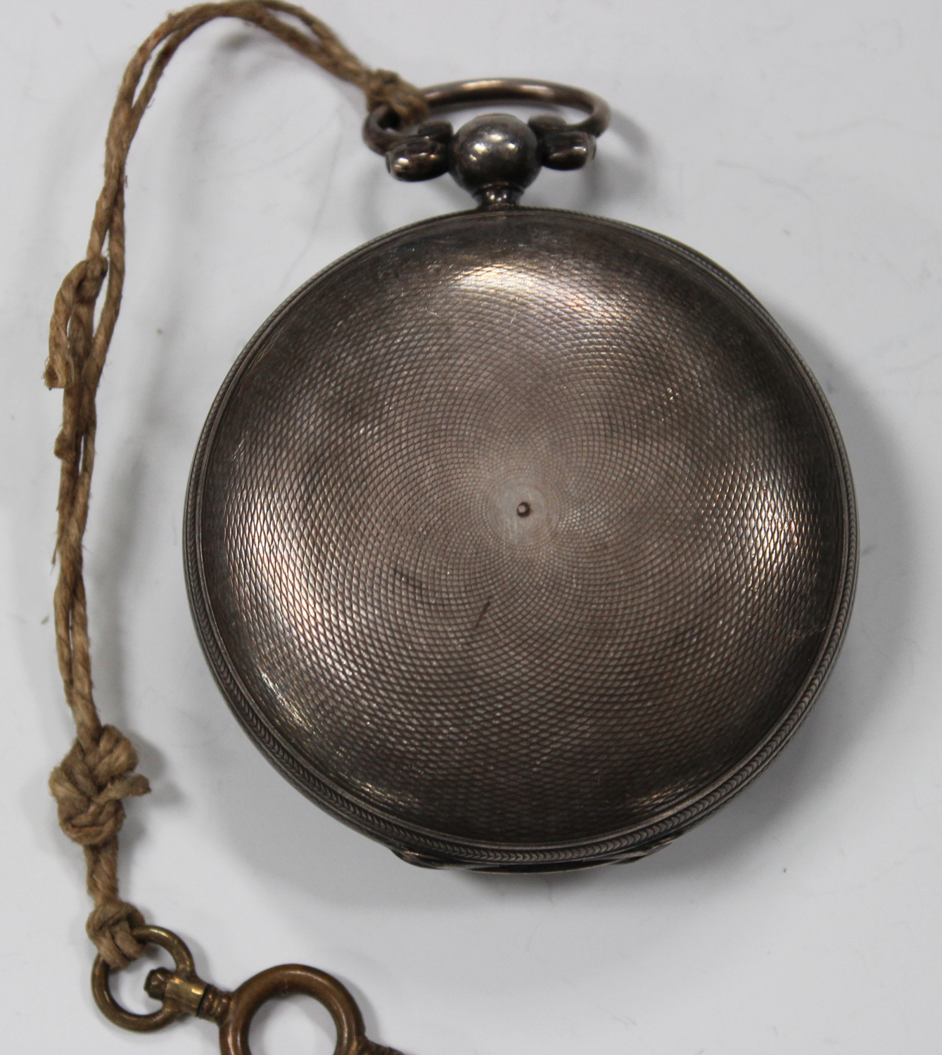 A silver cased keywind hunting cased gentleman's pocket watch with a gilt fusee movement, detailed - Image 2 of 5