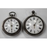 A silver pair cased keywind open-faced gentleman's pocket watch, the gilt fusee movement with a
