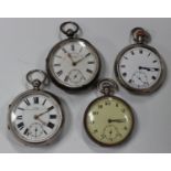 A silver cased keywind open-faced gentleman's pocket watch, the gilt lever movement detailed to