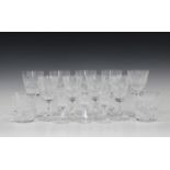 A Waterford Crystal Kenmore pattern part suite of glassware, comprising eight claret, nine white