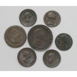 A George III halfpenny 1799 Soho Mint, a George III cartwheel twopence 1797, a George III