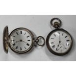 A silver cased keywind hunting cased gentleman's pocket watch with a gilt fusee movement,
