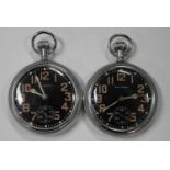 A Waltham MoD issue chrome plated metal cased keyless wind open-faced pocket watch, the jewelled