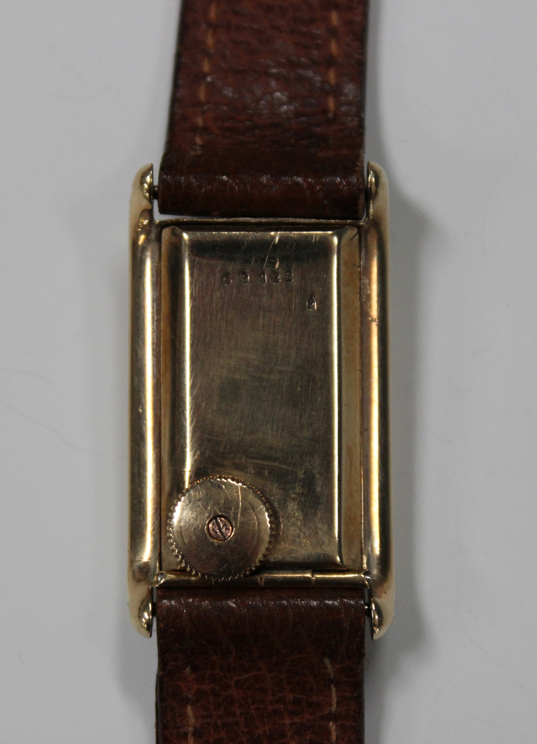 A Duo-Plan gold rectangular cased rear-winding wristwatch, the signed dial with black Arabic - Image 3 of 3