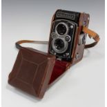 A Franke & Heidecke Rolleiflex 3.5 twin-lens reflex camera, serial number 1732090, circa 1954,