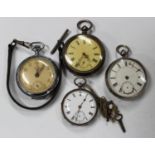 A silver cased keywind open-faced gentleman's pocket watch, the gilt fusee movement with a lever