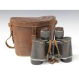 A pair of early 20th century Carl Zeiss Jena Delactis 8 x 40 binoculars, with brown leather case.