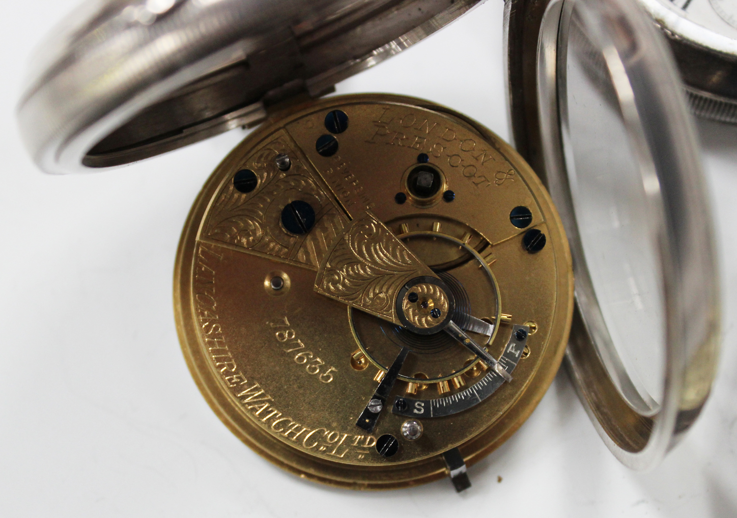 A silver cased keywind open-faced gentleman's pocket watch, the gilt lever movement detailed to - Image 3 of 3