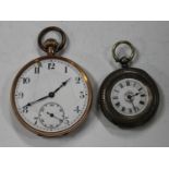 A 9ct gold cased keyless wind open-faced gentleman's pocket watch with an unsigned gilt jewelled