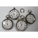 A silver cased keywind open-faced gentleman's pocket watch, the gilt fusee movement with a lever