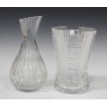 A Stuart Art Deco style cut glass carafe, height 24cm, and an Art Deco style clear cut glass vase.