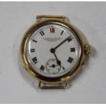 An S. Smith & Son Ltd 18ct gold circular cased wristwatch with a signed three-quarter plate jewelled
