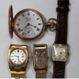 An Omega Megaquartz 32 Khz gilt metal and steel backed gentleman's bracelet wristwatch, the movement