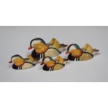 Four Beswick mandarin ducks, model Nos. 1519-1, 1519-2 and two 1519-3, longest 11cm (one with beak