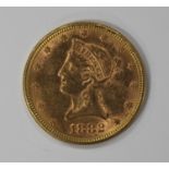 A USA gold ten dollars 1882.Buyer’s Premium 29.4% (including VAT @ 20%) of the hammer price. Lots
