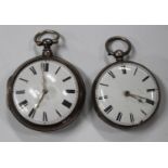 A silver pair cased keywind open-faced gentleman's pocket watch, the gilt fusee lever movement