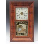 A late 19th century American rosewood case wall clock by Jerome & Co with thirty hour movement