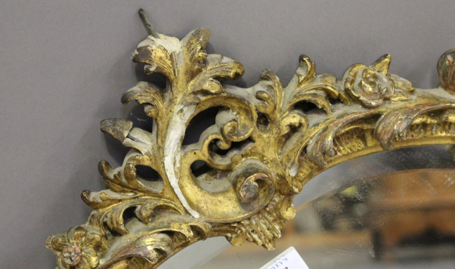 A 19th century giltwood and gesso circular wall mirror, decorated with floral scrolls, 80cm x 71cm. - Image 3 of 3