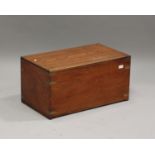 A 20th century teak and brass bound campaign style trunk, height 36cm, width 71.5cm, depth 41cm.