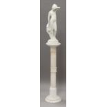 A 20th century white painted plaster figure of a nude maiden, height 65cm, together with an