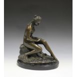 After C. Allegrain - a late 20th century cast bronze figure of a bathing nude female, bearing cast