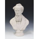 A modern moulded composition head and shoulders portrait bust of Charles Dickens, height 40cm.