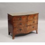 A late George III mahogany bowfront chest of two short and two long drawers, on bracket feet, height