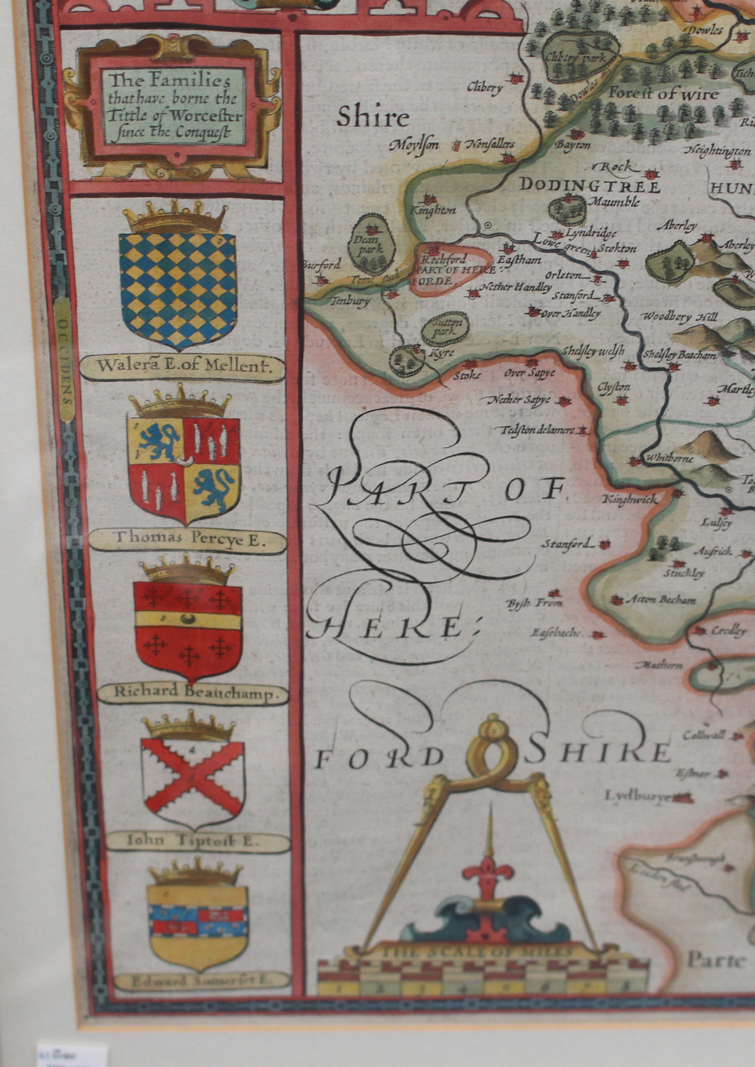 John Speed - 'Worcestershire Described' (Map of the County), 17th century engraving with later - Image 4 of 6