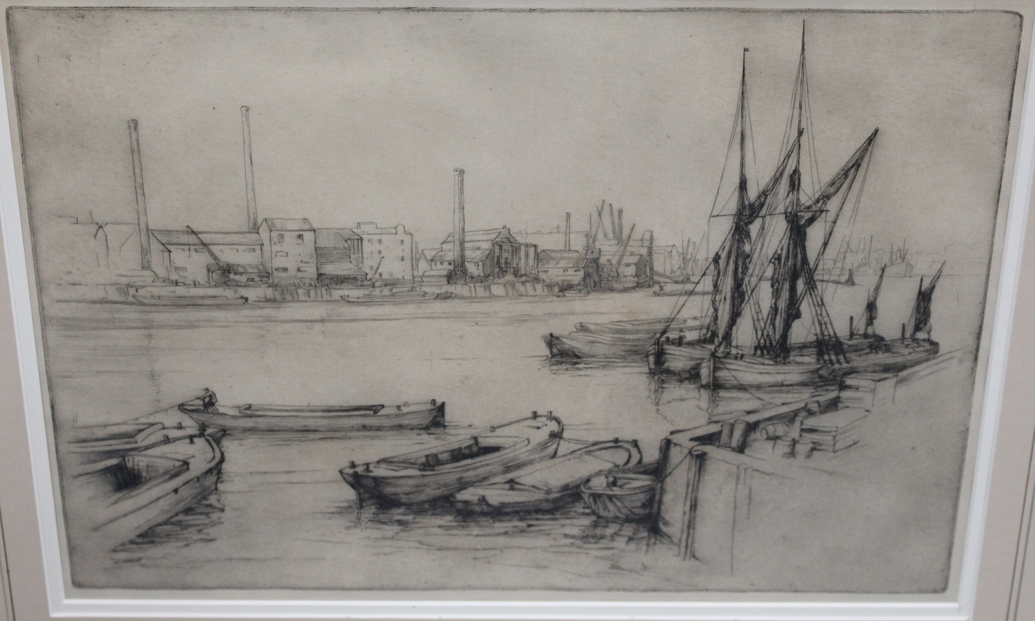 Frank Henry Mason - 'Morning Market, N. Shields', early 20th century etching, signed and titled in - Image 2 of 6