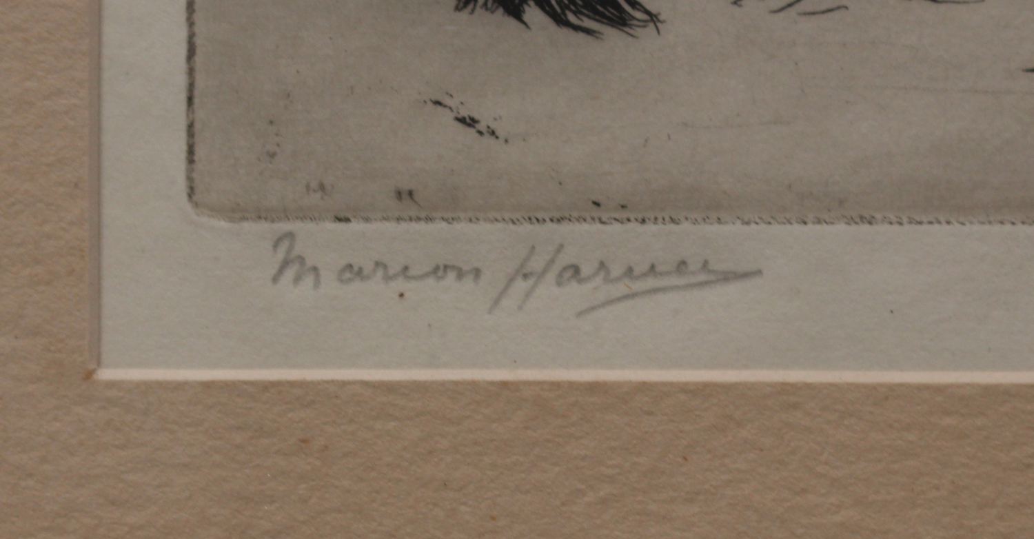 Marion Harvey - 'Where's my Leash?' (Scottish Terrier), early 20th century etching, signed in pencil - Image 2 of 3