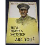 The Parliamentary Recruiting Committee (publisher) - 'Enlist To-Day. He's Happy & Satisfied. Are