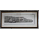 Gary Hodges - 'Nile Crocodile', monochrome print, signed and editioned 104/1500 in pencil, 28.5cm