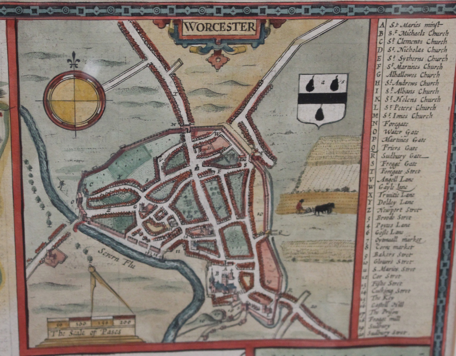 John Speed - 'Worcestershire Described' (Map of the County), 17th century engraving with later - Image 6 of 6