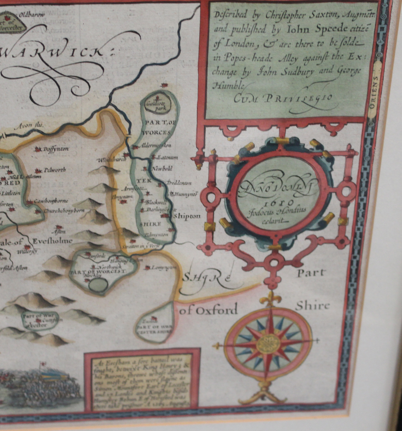 John Speed - 'Worcestershire Described' (Map of the County), 17th century engraving with later - Image 5 of 6