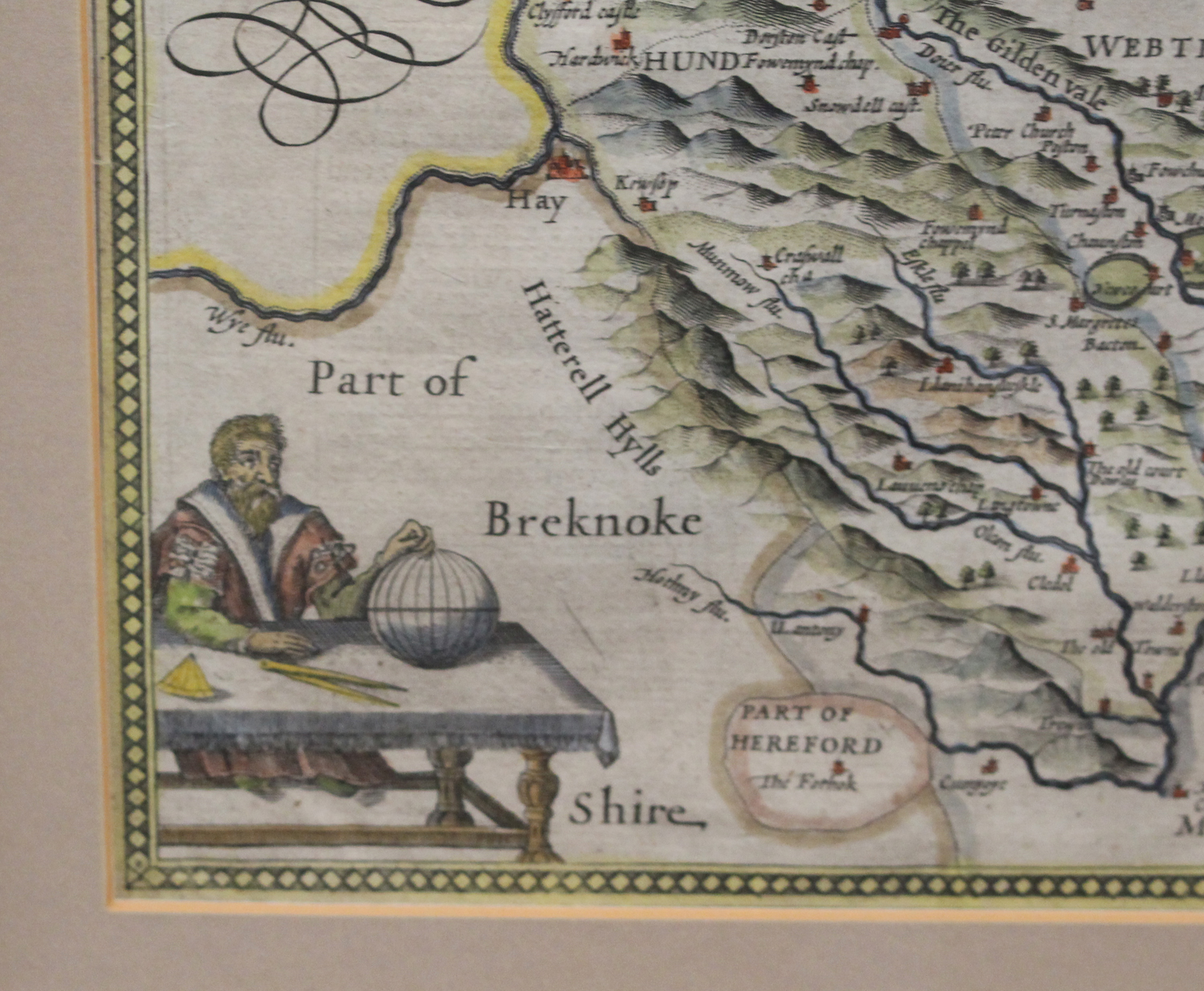 John Speed - 'Herefordshire Described' (Map of the County), 17th century engraving with later hand- - Image 2 of 6