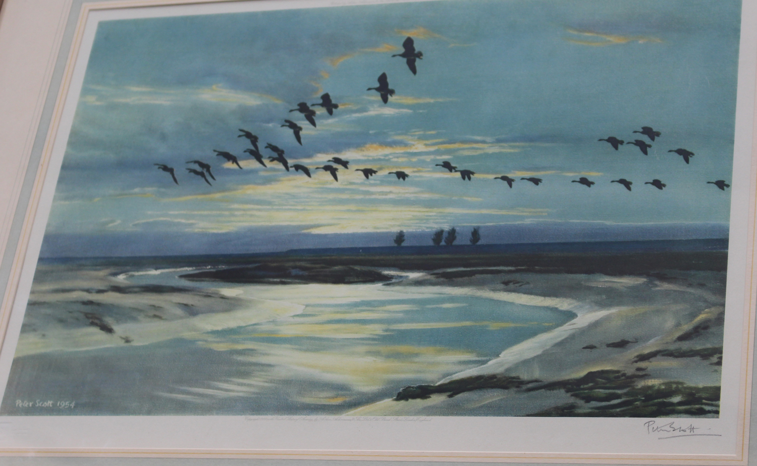 Peter Scott - 'The Wash at Dawn, Pinkfeet', colour print, signed in pencil recto, titled label - Image 10 of 10