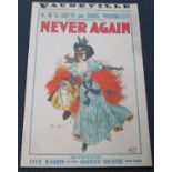 Archie Gunn - 'Never Again' (Poster for Vaudeville Theatre), colour lithograph, published by the