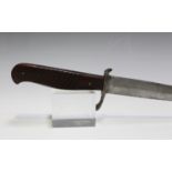 A First World War period German trench knife with double-edged blade, blade length 13.2cm, shaped