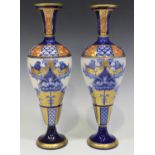 A pair of Macintyre Moorcroft Aurelian Ware vases, circa 1904-13, the high shouldered tapered bodies