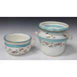 A Cauldon & Co porcelain slop bowl and liner and matching chamber pot, early 20th century, decorated