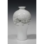 A Chinese porcelain meiping vase, mark of Yongzheng but 20th century, the body enamelled with a