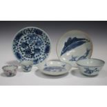 A small group of Chinese blue and white porcelain, Ming dynasty, comprising a circular dish, painted