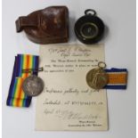 A 1914-18 British War Medal and a 1914-19 Victory Medal to 'Lieut. J.G. Simpson.', with a card,