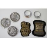 Three First World War period silver discharge badges for services rendered, numbered 'B56027', '