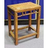 A Chinese elm side table, late 19th century, the rectangular top with bone inlaid decoration, on