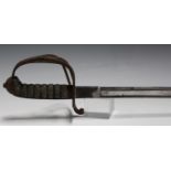 A Victorian 1821 pattern Royal Artillery officer's sword with single-edged blade, blade length 82cm,